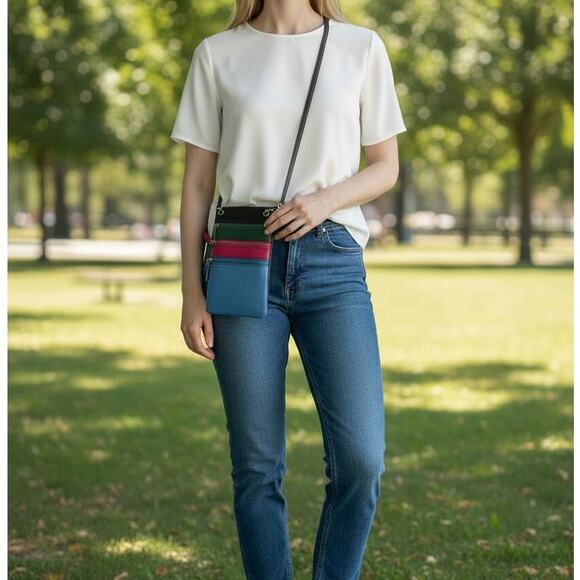 Mywalit Colorblock Crossbody Bag Nappa Leather Adjustable Strap NWOT Compact OS - Picture 5 of 5